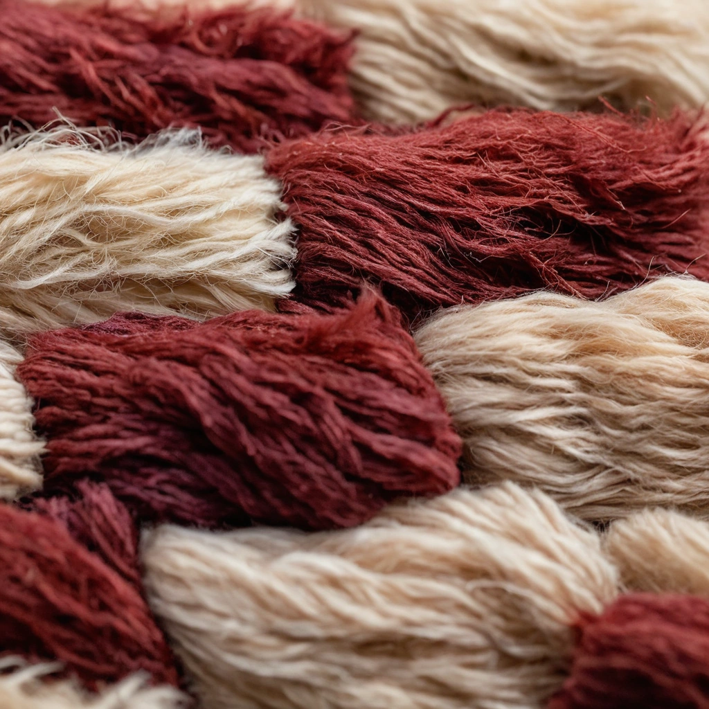 Macro photograph of narrow chenille fur strips with striped raised pile lying side by side