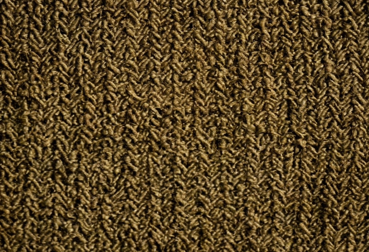 Close view of a woven chenille carpet surface with dense cut pile in a small geometric pattern